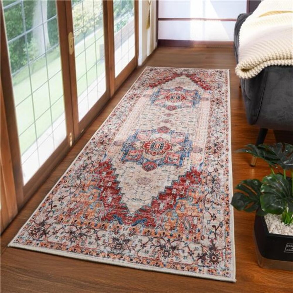Area Rug 2x6, Washable Hallway Runner Rug, Non-Slip Entryway Laundry Rug Runner